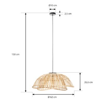 Závesné svietidlo Lindby Ilajus, Ø 62 cm, bambus, E27