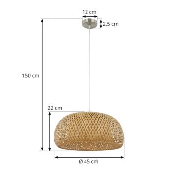 Závesné svietidlo Lindby Jadwiga, Ø 45 cm, bambus, E27