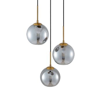 Závesné svietidlo Lindby Jurian, 32 cm, 3 svetlá, bronz, dym, sklo