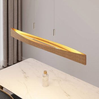 Závesné svietidlo Lindby LED Beazina, dub, kov, 118 cm