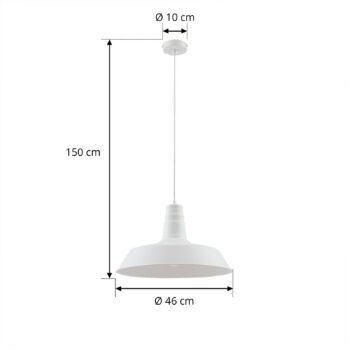 Závesné svietidlo Lindby Laylan, biele, Ø 46 cm, kov