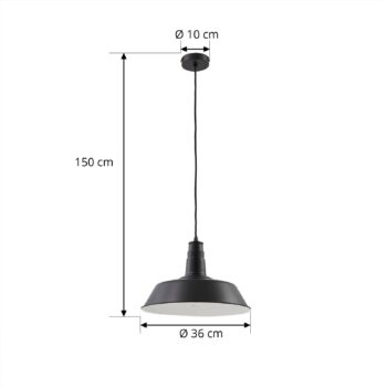 Závesné svietidlo Lindby Laylan, čierna/biela, Ø 36 cm, kov