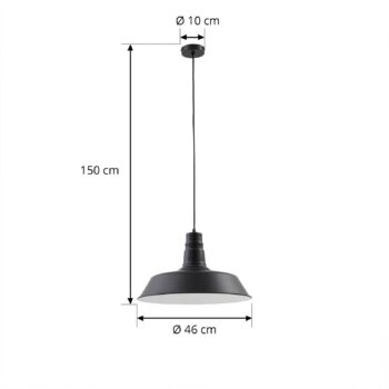 Závesné svietidlo Lindby Laylan, čierna/biela, Ø 46 cm, kov