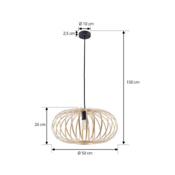 Závesné svietidlo Lindby Lielle, prírodný bambus, Ø 50 cm