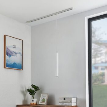 Závesné svietidlo Lindby Linaro, 40 cm, biele, 1-fázové, GU10