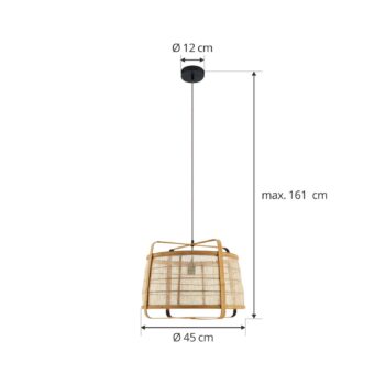 Závesné svietidlo Lindby Liriana, bambus, železo, Ø 45 cm, E27