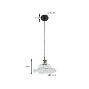 Závesné svietidlo Lindby Ludowika, transparentné, sklo, Ø25cm, E27