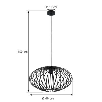 Závesné svietidlo Lindby Maivi, čierne, 50 cm, železo, klietka
