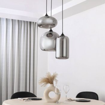 Závesné svietidlo Lindby Marla, roundel, sklo, dymovo sivá, 50 cm