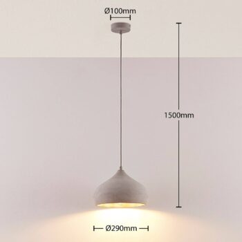 Závesné svietidlo Lindby Morton, Ø 29 cm, sivá, betón, E27