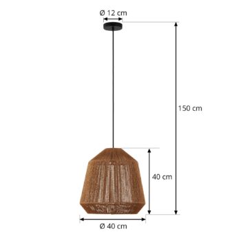 Závesné svietidlo Lindby Otso, výška 40 cm, bambus, E27