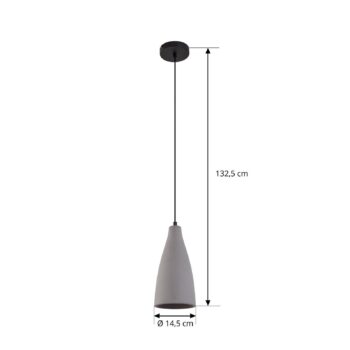 Závesné svietidlo Lindby Sanne, sivá farba, betón, Ø 15 cm, E27