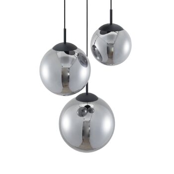 Závesné svietidlo Lindby Teeja, dymové, 3 svetlá, Ø52cm, sklo, E27