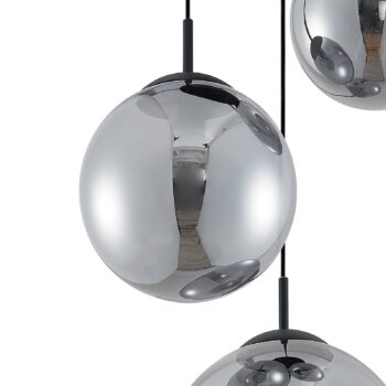 Závesné svietidlo Lindby Teeja, dymové, 3 svetlá, Ø52cm, sklo, E27