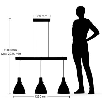 Závesné svietidlo Lindby Trebale, E27, Ø 28 cm, 3 svetlá, drevo
