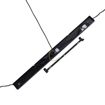 Závesné svietidlo Lindby Tsomo, 950 cm, 3 svetlá, čierna, látka