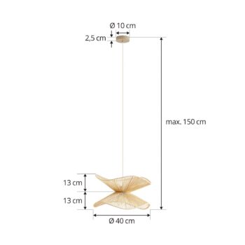Závesné svietidlo Lindby Valdorin, béžová farba, papier, Ø 40 cm, E27