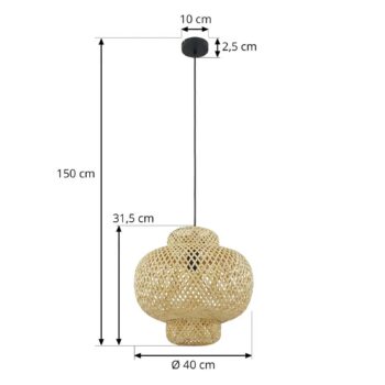 Závesné svietidlo Lindby Venora, Ø 40 cm, baňaté, bambus, E27
