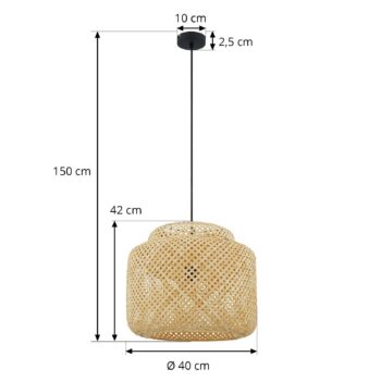 Závesné svietidlo Lindby Venora, Ø 40 cm, jednoúrovňové, bambus, E27