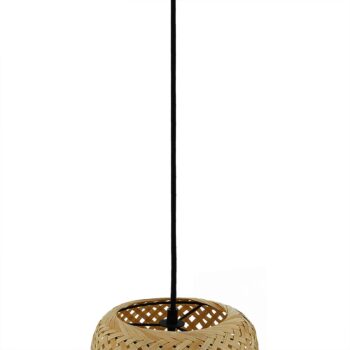 Závesné svietidlo Lindby Venora, Ø 40 cm, trojstupňové, bambus, E27
