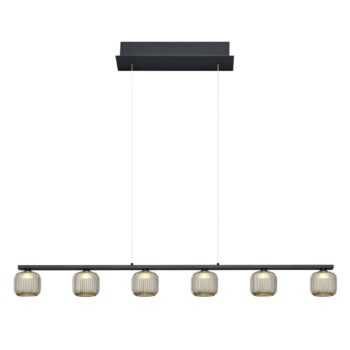 Závesné svietidlo Loft LED s dymovým sklom, šesť svetiel
