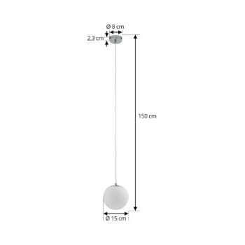 Závesné svietidlo Lucande Bidolo, chrómová farba, sklo, Ø 15 cm, IP44