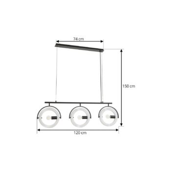 Závesné svietidlo Lucande Helva, biele, 3-pl., 108 cm, otočné