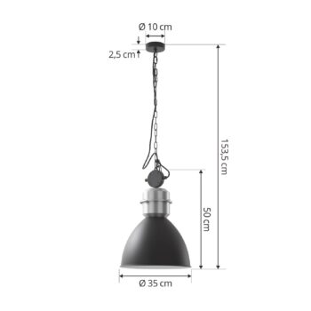 Závesné svietidlo Lucande Kaeloria, čierna/strieborná, hliník, Ø 35 cm