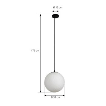 Závesné svietidlo Lucande Kestralia, biele, sklo, Ø 36,8 cm, E27