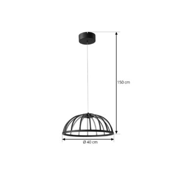 Závesné svietidlo Lucande LED Attea, čierna farba, Ø 40 cm, hliník