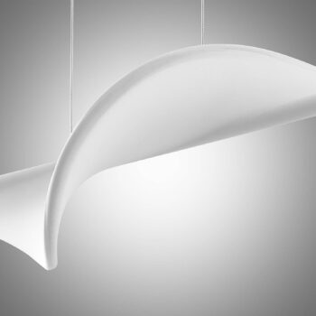 Závesné svietidlo Lucande LED Edano, 122 cm, biele, textilné, stmievateľné