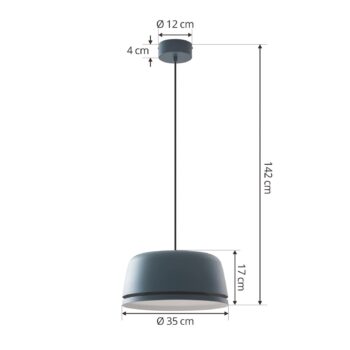 Závesné svietidlo Lucande LED Faelinor, modrá farba, hliník, Ø 35 cm
