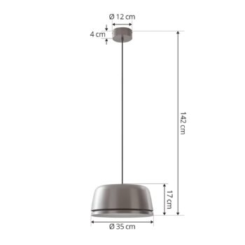 Závesné svietidlo Lucande LED Faelinor, sivá farba, hliník, Ø 35 cm