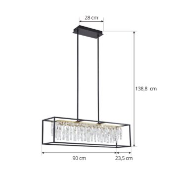 Závesné svietidlo Lucande LED Kassi, čierne, železné, stmievateľné, 90 cm