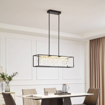 Závesné svietidlo Lucande LED Kassi, čierne, železné, stmievateľné, 90 cm