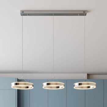 Závesné svietidlo Lucande LED Lyani, 115 cm, 3 svetlá, chróm, stmievateľné