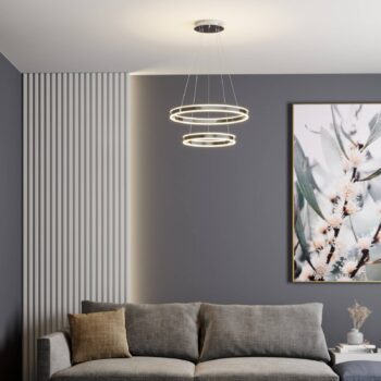Závesné svietidlo Lucande LED Lyani, 60 cm, 2 svetlá, chróm, stmievateľné