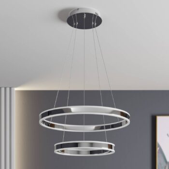 Závesné svietidlo Lucande LED Lyani, 60 cm, 2 svetlá, chróm, stmievateľné