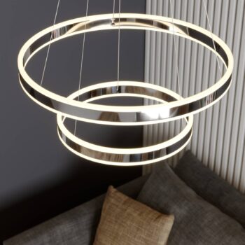 Závesné svietidlo Lucande LED Lyani, 60 cm, 2 svetlá, chróm, stmievateľné