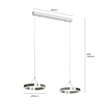 Závesné svietidlo Lucande LED Lyani, 85 cm, 2 svetlá, chróm, stmievateľné