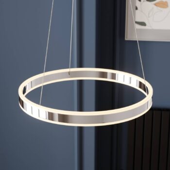 Závesné svietidlo Lucande LED Lyani, Ø 50 cm, chróm, stmievateľné