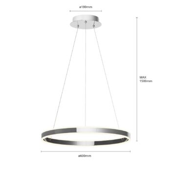 Závesné svietidlo Lucande LED Lyani, Ø 60 cm, chróm, stmievateľné