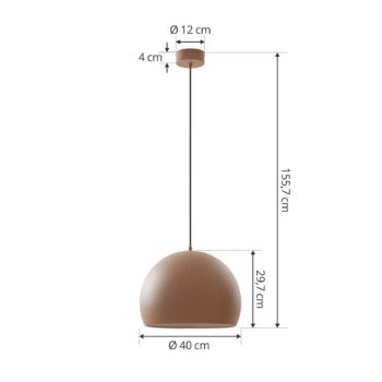 Závesné svietidlo Lucande LED Lythara, hnedá farba, Ø 40 cm, hliník