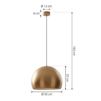 Závesné svietidlo Lucande LED Lythara, zlatá farba, Ø 50 cm, hliník