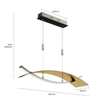 Závesné svietidlo Lucande LED Marija, 91 cm, čierne, stmievateľné