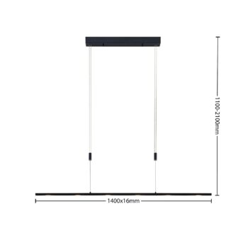 Závesné svietidlo Lucande LED Stakato, 140 cm, 6 svetiel, stmievateľné
