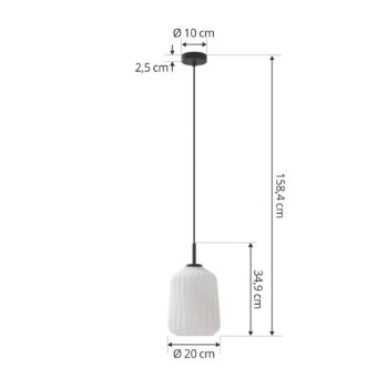 Závesné svietidlo Lucande Lirien, čierna farba, sklo, Ø 20 cm