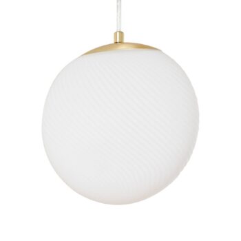Závesné svietidlo Lucande Lunelle, biela/mosadz, sklo, 4-pl., Ø 40 cm