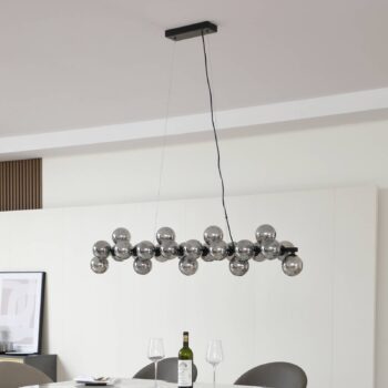 Závesné svietidlo Lucande Naelen, čierna/sivá, 125 cm, sklo, G9