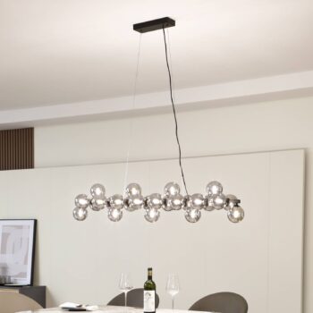 Závesné svietidlo Lucande Naelen, čierna/sivá, 125 cm, sklo, G9